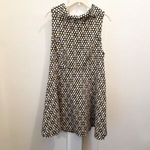Free People Swing‎ Dress Medium Gold Black Polka Dot Geometric Sleeveless Mini